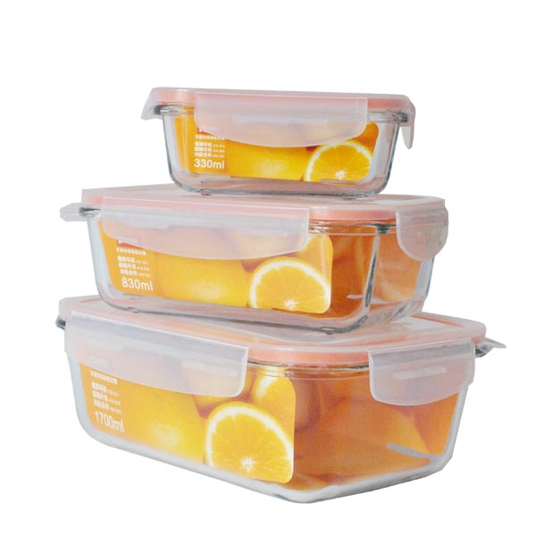 Pyrex Seal百丽扣密封罐3件组（长方形）